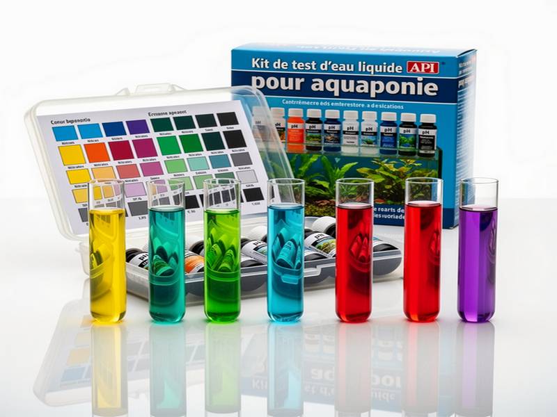 Kit de test d'eau liquide API pour aquaponie avec tubes à essai colorés